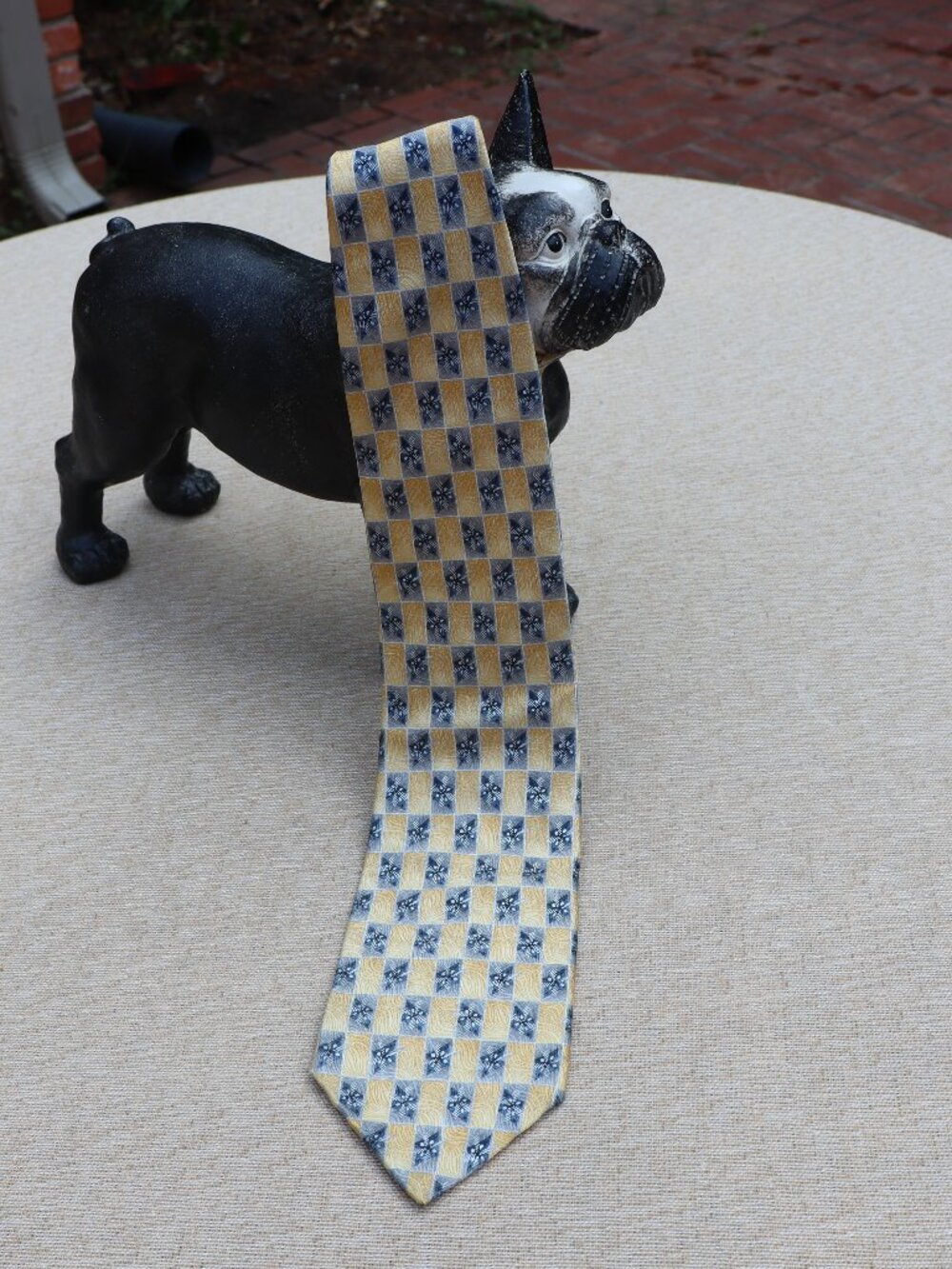Men's Puritan‎ Silk Tie Checkered in Gold and Grays